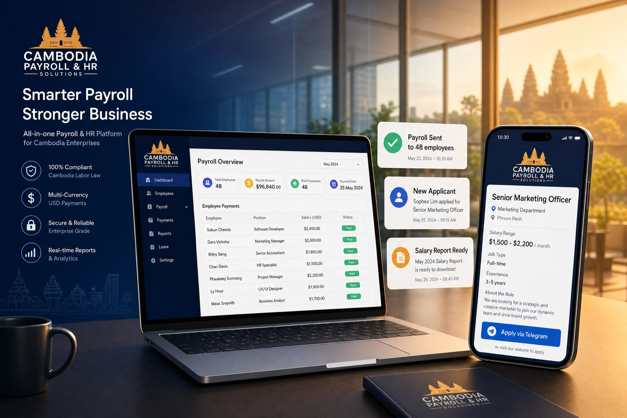 NOVA enterprise and payroll service visual for Cambodia