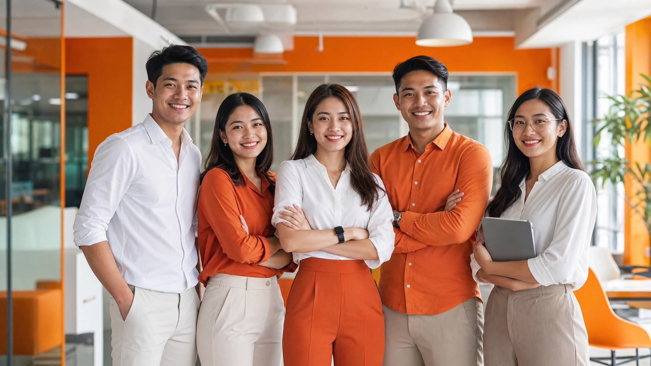 Nova team in a modern orange office